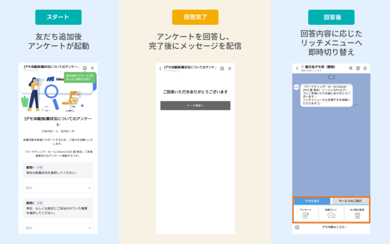 アンケート起動からリッチメニュー切り替えまでの流れ